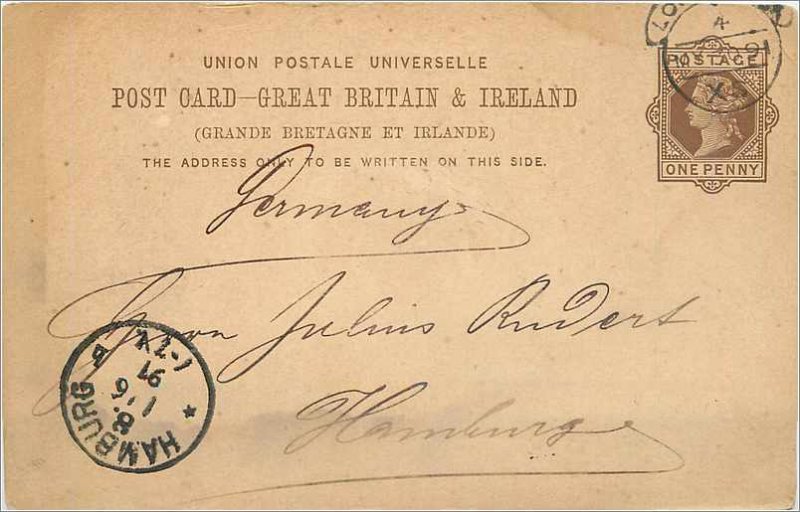 Entier Postal Stationery Postal Great Britain Great Britain 1891 London to Ha...