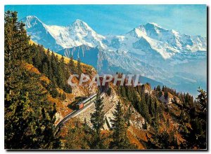 Modern Postcard View Berner Oberland Eiger Moench and Jungfrau with the railw...