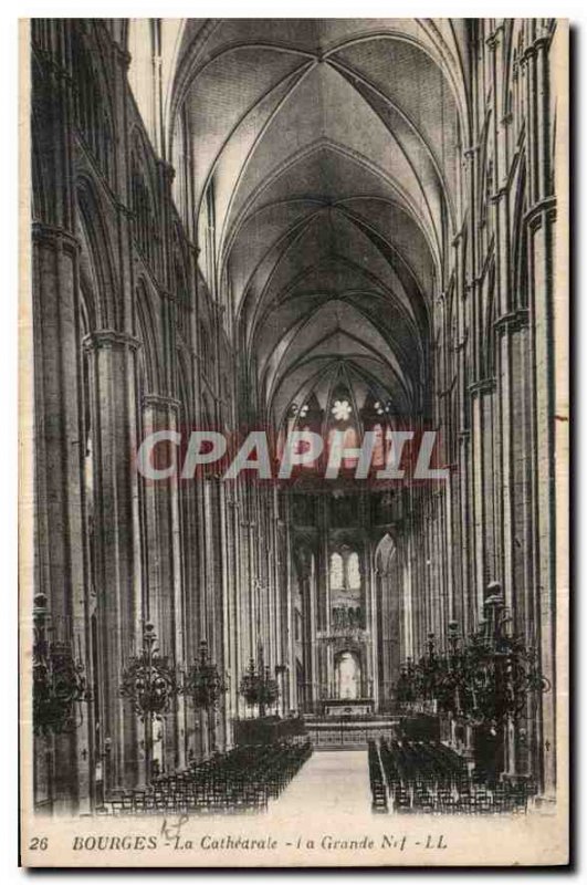 Old Postcard Bourges Cathedrale Great Nave