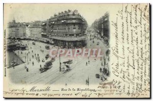 Old Postcard Marseille Rue de la Republique Tramway