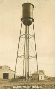 Dike Grundy Iowa 1910 Water Tower Postcard 20-3754