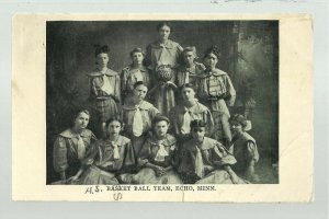 Echo MINNESOTA 1907 GIRLS BASKETBALL TEAM Studio Shot nr Granite Falls Wood Lake