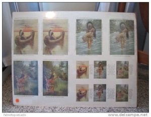 25x19 Uncut Sheet of Native American Indian Trading Cards, ADV: Cedarine Furn...