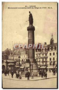 Postcard Old Lille commemorative Monument of Siege