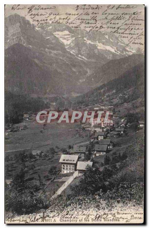 Old Postcard Champery and white teeth