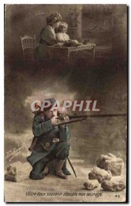 Old Postcard Fantaisie Child Soldier Army