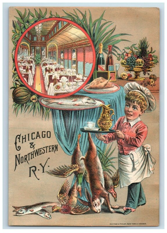 1880's Chicago & Northwestern R. Y. Dinning Car Victorian Trade Card *D