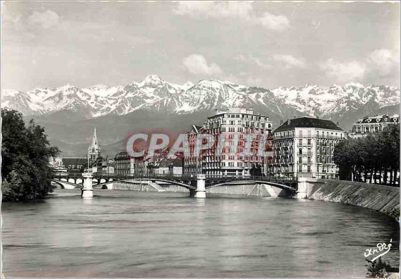 Modern Postcard Grenoble Bridge Door of France and the Alps