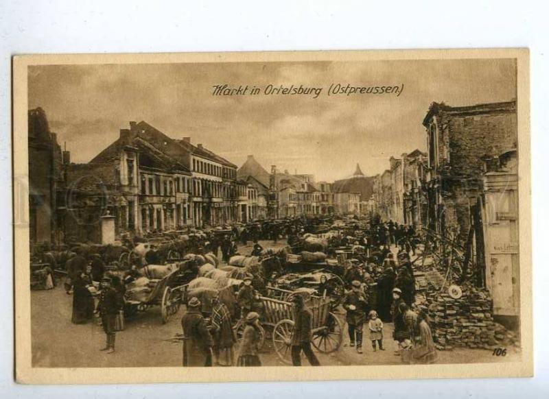 191444 WWI POLAND Szczytno ORTELSBURG market Vintage postcard