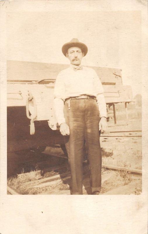 D52/ Occupational RPPC Real Photo Postcard c1910 Railroad Employee Tracks 17