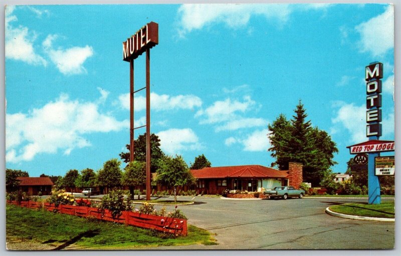 Vtg Vancouver Washington WA Red Top Lodge Motel 1970s View Roadside Postcard