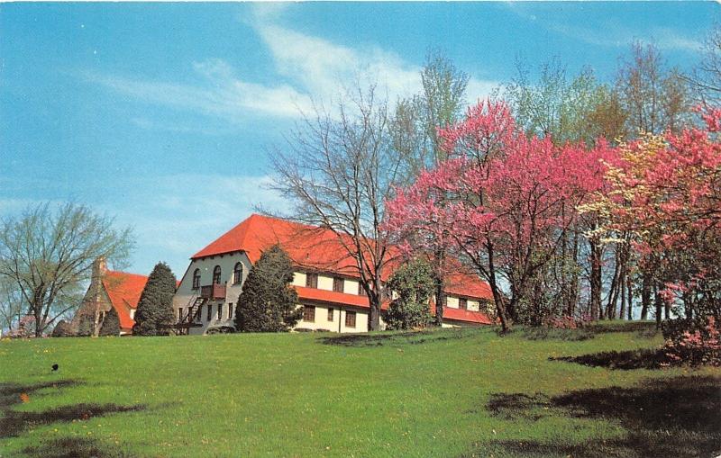 Pokagon State Park Indiana-Potawatomi Inn~Blossoming Trees~near Angola~Postcard