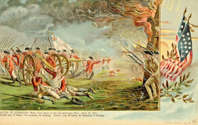 Postcard Antique View of Battle of Lexington, Revolutionary War, MA.   L9