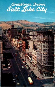 Utah Salt Lake City Greetings Showing Main Street Business Thoroughfare