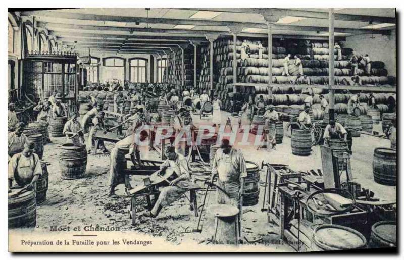 Old Postcard Folklore Wine Vineyards Champagne Moet et Chandon Preparation of...