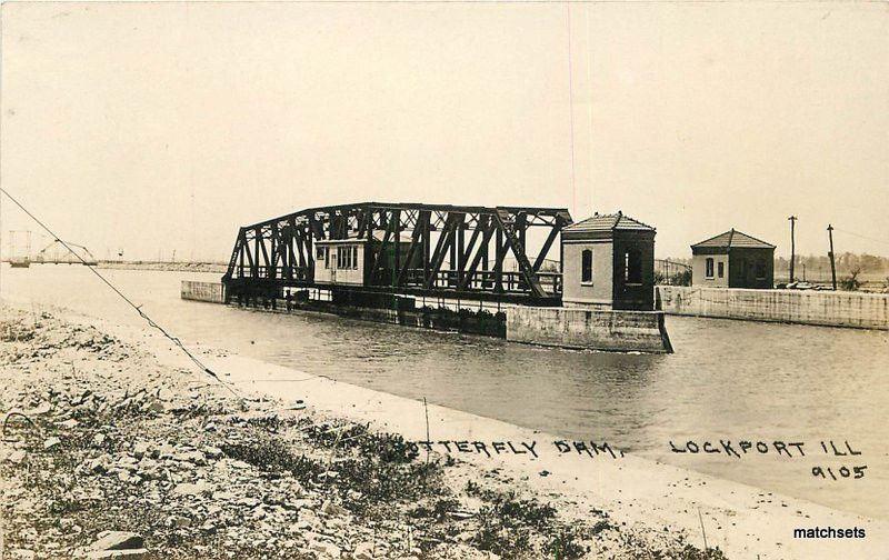 C-1906 LOCKPORT ILLINOIS Butterfly Dam RPPC Real Photo Postcard 4864