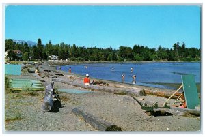 c1960's Beach at Parksville Vancouver Island BC Canada Vintage Postcard