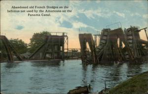 Panama Canal Abandoned French Dredges c1910 Postcard