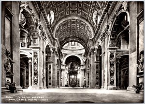 Citta Del Vaticano Basilica Di S. Pietro Interno Real Photo RPPC Postcard