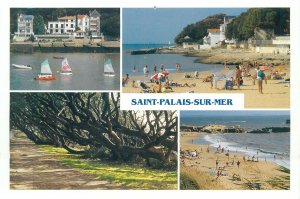 Postcard France Saint Palais Sur Mer Multi View Boat Tourists Relax Hotel Forest