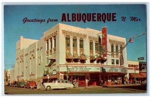 Greetings From Albuquerque New Mexico NM, Kimo Building Kinney Cars Postcard