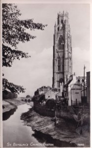 River By Boston Church Real Photo Antique Lincolnshire Postcard