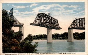 The Great Draw-Span Bridge, Louisville KY and New Albany IN Vintage Postcard F19