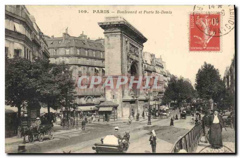 Postcard Old Paris Gate Boulevard and St. Denis