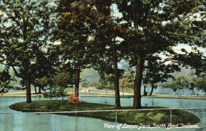 Vintage Postcard 1910's View of Leeper Park Scenic Beauty South Bend Indiana IN