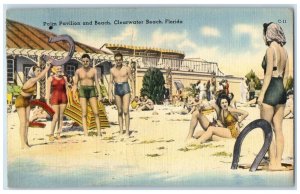 1949 Palm Pavilion Beach Swimsuit Clearwater Beach Florida FL Vintage Postcard
