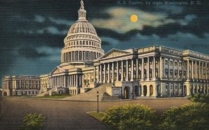 Vintage Postcard 1942 View of U. S. Capitol by Night Washington D. C.