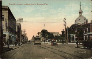 Tampa FL Franklin St. Trolley c1910 Postcard