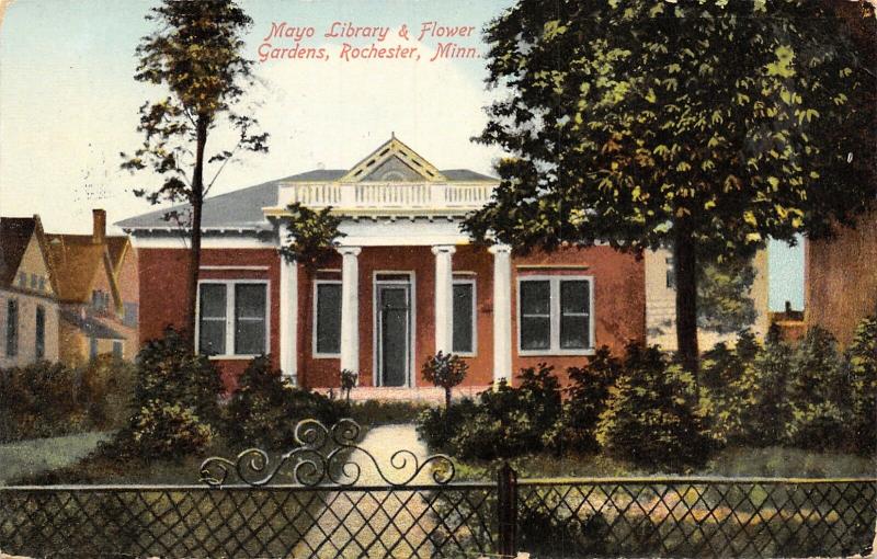 Rochester Minnesota~Mayo Library & Flower Garden~Wrought Iron Fence~Houses~1911 