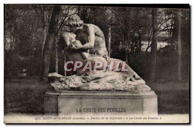 Old Postcard Mont de Marsan Garden Pepiniere Falling Leaves