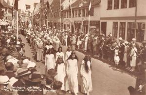 Helsingor Denmark birds eye view parade procession real photo pc Y11006