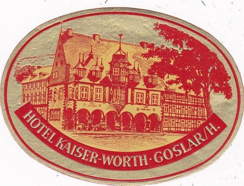 Germany Goslar Hotel Kaiser Worth Vintage Luggage Label sk2595