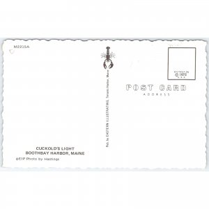 Postcard Cuckold's Light Boothbay Harbor Maine Lighthouse 1975