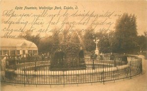 Toledo Ohio Oplitz Fountain Walbridge Park 1908 Postcard Owen Bros 21-12327
