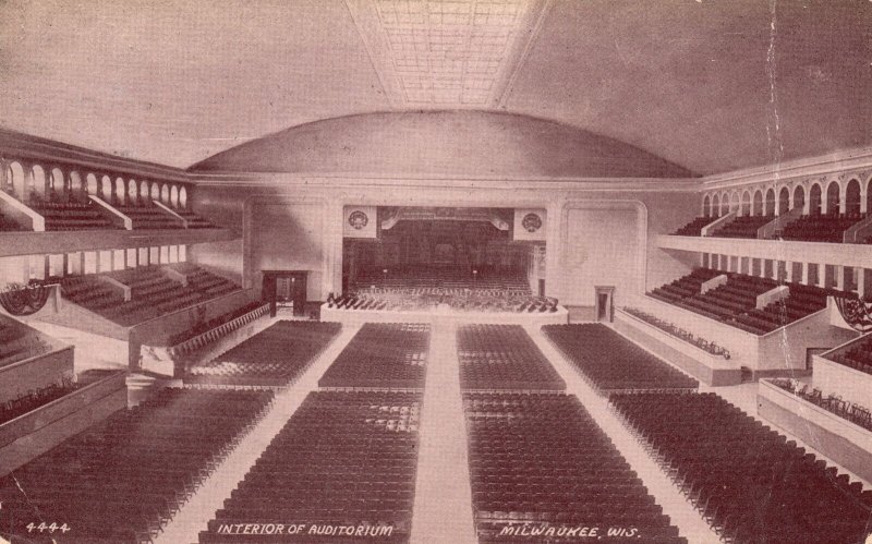 Interior Auditorium MILWAUKEE Wisconsin The Acmegraph Vintage Postcard c1910