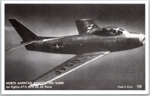 North American Aviation F86 Sabre Jet Fighter US Navy Airplane Vintage Postcard