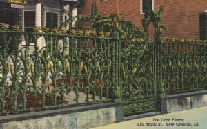 Vintage Postcard Corn Fence Old French Quarters Royal St. New Orleans Louisiana