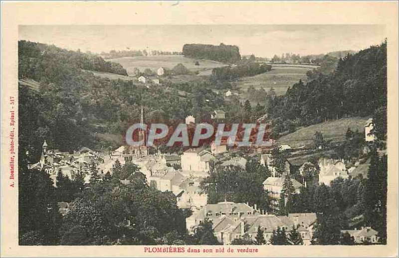 Old Postcard Plombieres in a green nest