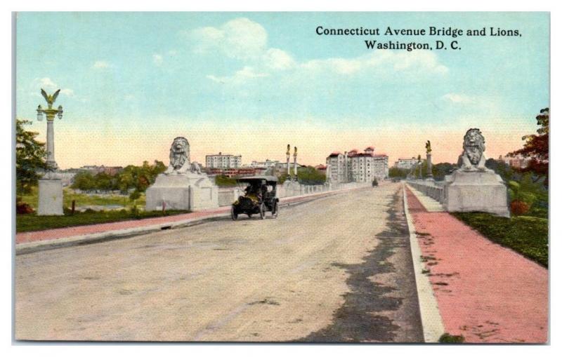 Early 1900s Connecticut Avenue Bridge and Lions, Washington, DC Postcard