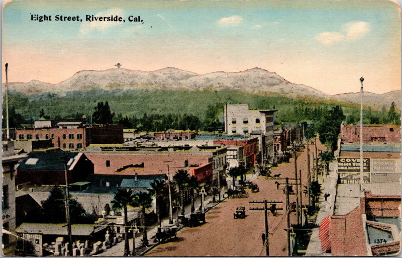 Riverside CA Eight Street Postcard unused 1900s/10s