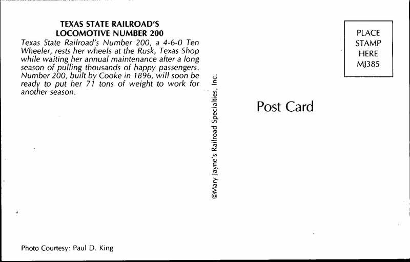 Postcard TRAIN SCENE Rusk Texas TX AK8408