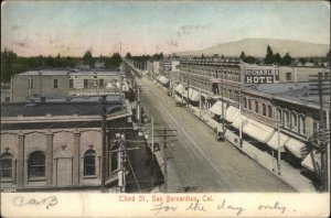 San Bernardino California CA Third Street Scene c1910 Vintage Postcard