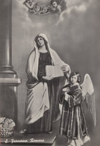 Francesca Romana Holy Statue Mary & Angel Real Photo Italy Postcard