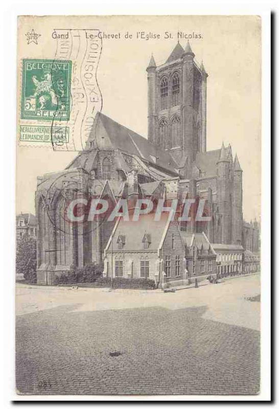 Ghent Gent Old Postcard The Chevet of St Nicolas & # 39eglise