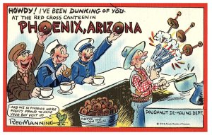 I've Been Dunking of You Red Cross Canteen Phoenix Arizona Comic Postcard 1943