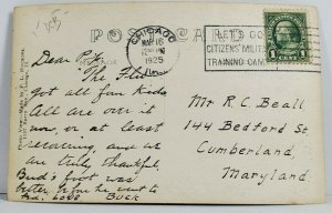 Evanston Illinois RPPC Covent M.E. Church c1925 to Cumberland Md Postcard 019